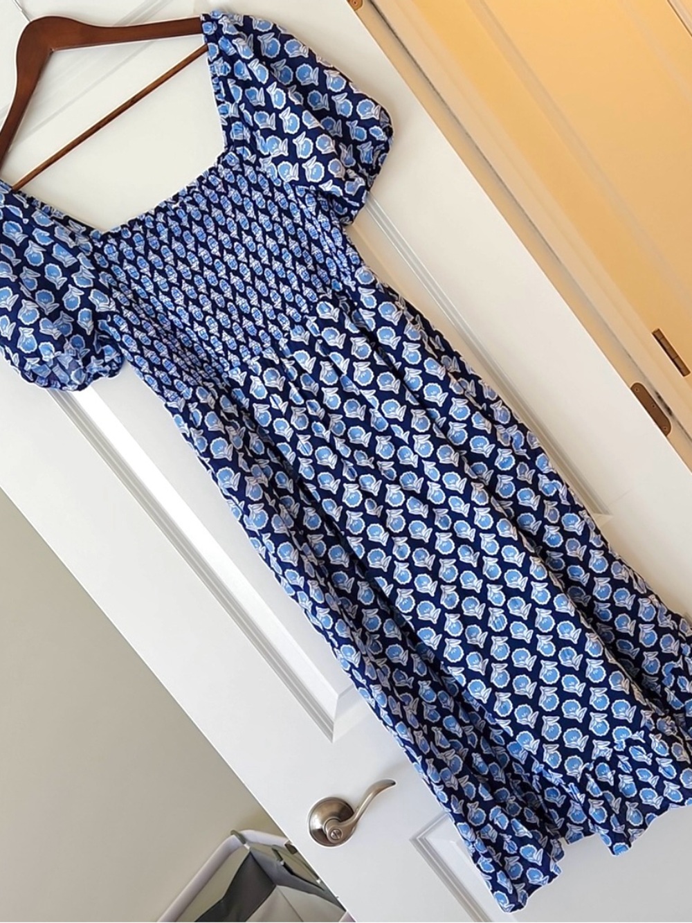 J. Crew Navy and Light Blue Floral Midi Dress